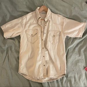 Need Supply Stelen White Denim Short Sleeve Button Up